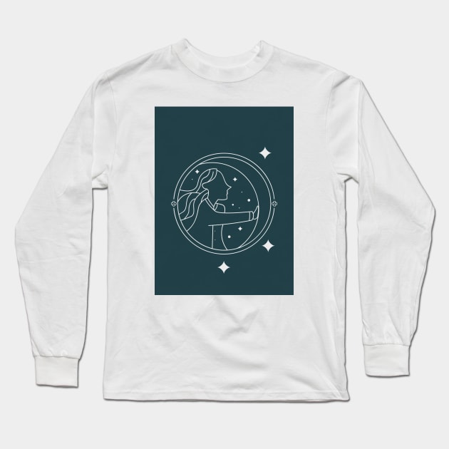 Moon - Starry Night 1 Long Sleeve T-Shirt by Colorable